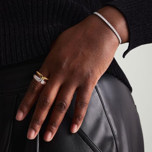NOKMIT Two-Tone Chunky Stackable Rings for Women, 14K Gold & Silver Plated Mixed Metal Statement Thumb Bands, Classic High Polish Non Tarnish Comfort Fit Size 6-10