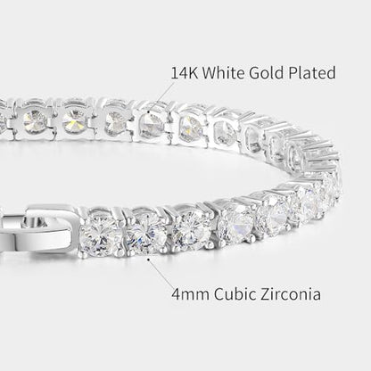 Kose Tennis Bracelet for Women | 4MM/5MM Cubic Zirconia | 18K Gold/White Gold Plated Classic Bracelet | Size 6/6.5/7 inches - color: 4MM-white gold, size: 6.5inch