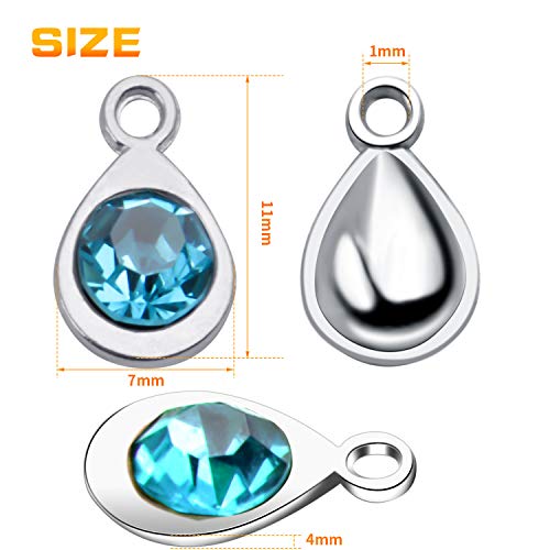 Aylifu Birthstone Charms Crystal Pendant Charms 12 Months Birth Charms for Necklace Bracelet Earring - color: 12 Colors