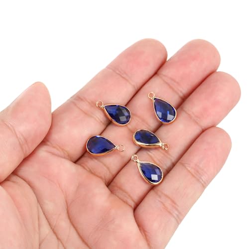 PATIKIL Birthstone Charm Beads Drop Pendant, Handmade Birthstone for Personalized Earrings Bracelet Necklace - color: Dark Blue, size: 0.63" x 0.31"