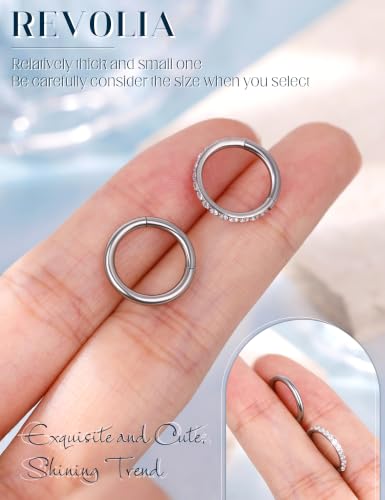 REVOLIA 2Pcs 14G G23 Titanium Clicker Belly Button Ring for Women Hypoallergenic Dangly Hoop Belly Button Ring Teardrop Heart Star CZ Navel Piercing Jewelry 8MM 10MM - color: Silver, size: 10mm