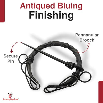 Armory Replicas™ Hand-Forged Viking & Celtic Cloak Pin Brooch – Medieval Fibula for Costumes, Reenactments, Cosplay & Historical Dress Accessories - style: Filigree Knot Pennanular