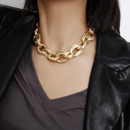 CSIYANJRY99 Chunky Gold Necklaces for Women,Multilayer Punk 80s Hip Hop Necklace,Layered Cuban Link Chain Statement Necklace 90s Freaknik Outfit Accessories for Women - color: Gold Chunky