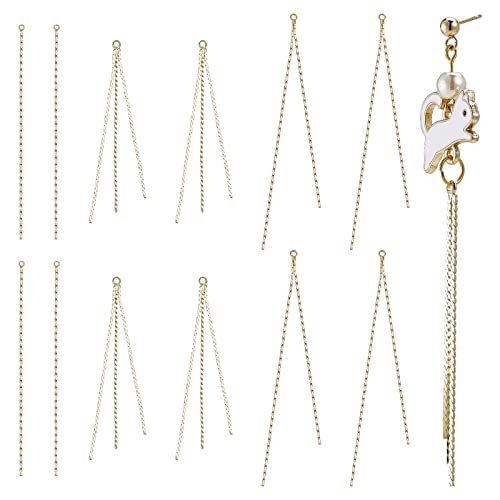 SUNNYCLUE 1 Box 12Pcs 3 Style Real 18K Gold Plated Earring Findings Brass Tassel Chain Earring Chains Long Chain Tassel Big Charm for Jewelry Making Accessories Women Adults DIY Dangle Earrings Craft - color: 12pcs 3 Style Real 18k Gold Plated Earring Fin