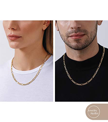 Jewelry Atelier Gold Chain Necklace Collection - 14K Solid Yellow Gold Filled Figaro Chain Necklaces for Women and Men with Different Sizes (2.8mm, 3.7mm, 4.7mm, 5.6mm) - style: 5.6mm width