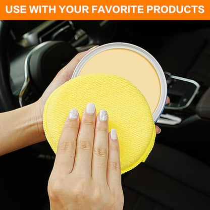 FONAROLL Microfiber Wax Applicator Pads, Car Wax Applicator, Buffing & Detail Polishing Foam Pads for Car Cleaning and Fine Polishing (5" Diameter, 6 Pack) - Yellow - color: Yellow