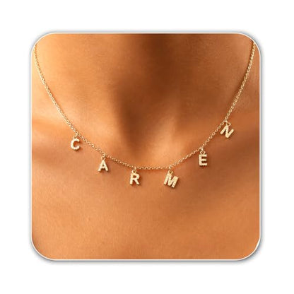 TRANGEL ProJewelry Gift for Christmas, Personalized Initial Necklaces for Women,Custom Name Necklace with Shiny Zircon,Dainty A-Z Pendant Letter Charm Necklace,Trendy Gold Jewelry Gift