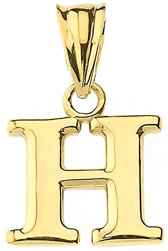 10K Yellow Gold Fine Mini Dangling Initial A-Z Charm 1/2" Pendant - Choice of Initial Letter - style: Letter H Initial Charm