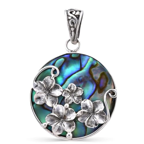 Shop LC 925 Sterling Silver Boho Abalone Shell Pendant | Teardrop Shape, Coastal, Beach Jewelry - color: Abalone # 06