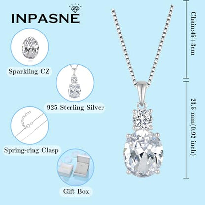 Cubic Zirconia Jewelry Set for Women 925 Sterling Silver Oval Cut Necklace Earrings Bracelet April Birthstone Jewelry for Her