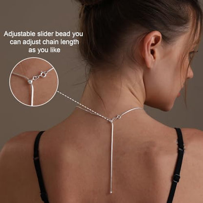 LeCalla 925 Sterling Silver Italian Jewelry Adjustable Chain Necklace, Sliding Bolo Chain Necklace for Women Slider Chain 14 to 24 Inch. - color: Fox-Tail Chain