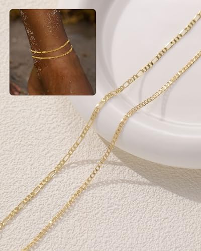 Gold Silver Ankle Bracelets for Women Waterproof 14K Gold Plated Anklets for Women Non Tarnish Dainty Layered Beaded Heart Anklet Set Summer Beach Foot Chain Jewelry Gifts Trendy Stuff - color: C- Waterproof Anklets- Gold