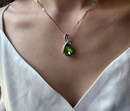 4 Pieces Fashion Teardrop Crystal Rhinstone Pendant Necklace Earring Bracelet Jewelry Set for Women Lady Wedding Birthday Party Prom Gifts - color: Green