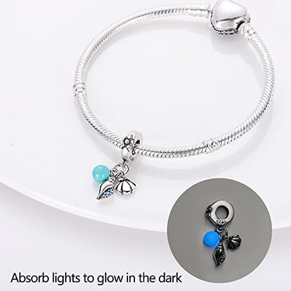 Pandach 925 Sterling Silver Charms for Bracelets and Necklaces Travel Round The World Beads Charms Relaxation Dangle Pendant,Jewelry Beads Gifts for Women - style: Glow in the Dark Conch Charm