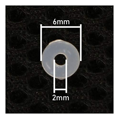 100-Pack Rubber Stopper Spacer Transparent O Rings,Jewelry Findings Making End Clasp Beads Gasket for Bracelet Necklace DIY Handmade Craft Accessories OD6mm, ID2mm - color: Transparent