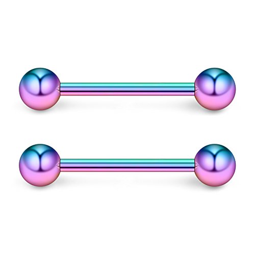 316L Stainless Steel Nipple Shield Barbell Ring Bar Body Piercing 14G - style: Mix Color(10pcs)-14mm