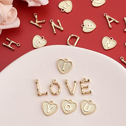 Craftdady Letter Charms Capital Pendants Mixed A-Z Initial Letter Number Charms DIY Bracelet Necklace Pendants for Jewelry Making, Gold, Antique Silver, Platinum - color: Golden, Letter & Heart