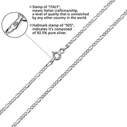 Savlano 925 Sterling Silver Solid Italian Figaro, Rope,Herringbone, Curb, Ball Bead, Snake, Mariner Chain Anklet for Women, Comes in 0.8mm - 5mm With Gift Box - style: Figaro 1.5mm