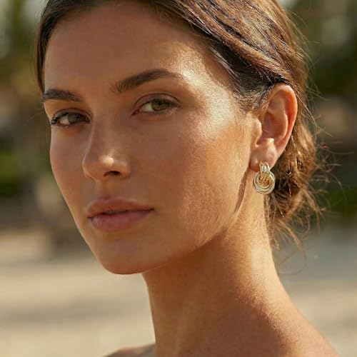 Jean Beau Chunky Gold Stud Earrings for Women Trendy Gold Plated Dangle Drop Prom Birthday Fashion Office Jewelry Gift - color: Gold