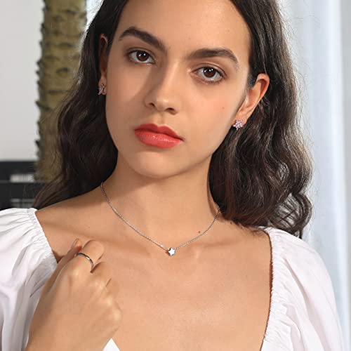 PROSILVER 925 Sterling Silver Necklace for Women Dainty Pendant Necklace | Hypoallergenic 925 Sterling Silver, Cute Small Pendant, Star/Heart/Moon/Triangle/Bar/Round Necklace Silver with Gift Box - color: 01 Sliver, style: 01 Star