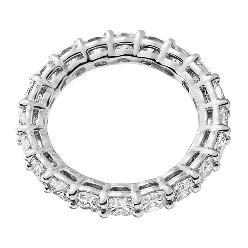 PAVOI 14K Gold Plated Eternity Ring for Women, Stackable Love Wedding Band | Square-Cut Cubic Zirconia Rings, Hypoallergenic Gold Wedding Bands - color: White Gold