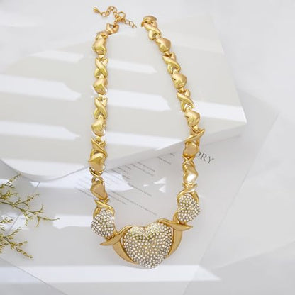Woman Jewelry Sets Gold Jewelry Sets XOXO Women's Gold Jewelry Fashion Jewelry Necklaces Earrings Woman Accessories Bracelets Jewelry Gifts Love Necklaces - color: X0023-Gold