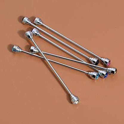 Sparkling Czech Crystal Stone Collar Bar Tie Necktie Pins Shirt Collar Stud Bar for Men with Gift Box - color: 6PCS Silver