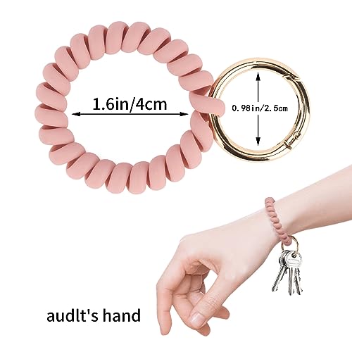 QIUTIMIY 6PCS Wristlet Keychain, Colorful Spiral Coil Hair Tie for Women, Sauna Accessaries Wrist Coil Key Ring Key Holder - color: Matte(medium)