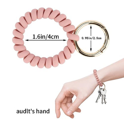 QIUTIMIY 6PCS Wristlet Keychain, Colorful Spiral Coil Hair Tie for Women, Sauna Accessaries Wrist Coil Key Ring Key Holder - color: Matte(medium)