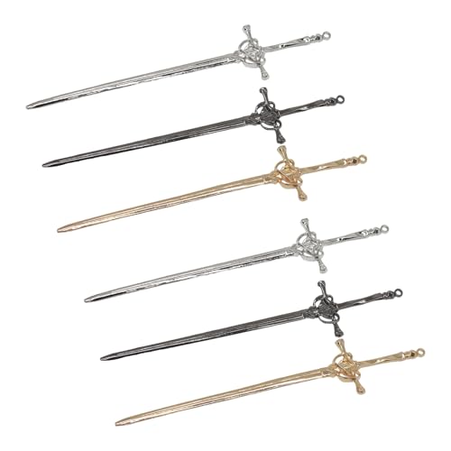 6PCS Hair Sticks for Buns,Hair Chopsticks,Sword Hair Pin,for Vintage Hair,Renaissance Chinese Hair Accessories,Metal Sword Hair Pins,Ancient Style Sword Hair Chopstick LINYUEARUI - color: Three colors