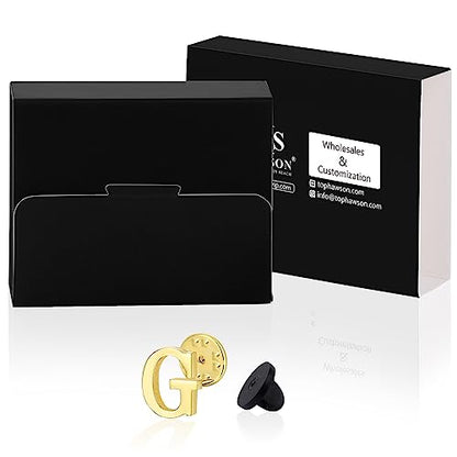 Initial Lapel Pin for Men Women, Brooch Pins for Men Suits, Metal Button Pins in 18K Gold and Silver Tone. - color: Gold-G