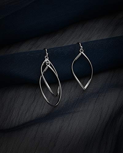 Milla Dainty Silver Drop Earrings for Women and Dangling Gold Earrings | Hypoallergenic, Easy to Wear, Available in 14K Gold, Rose Gold, or Silver Plated Finish, Different Designs - color: Marquise Drop / Sterling Silver Plated