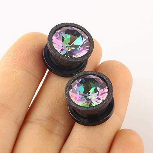 TIANCI FBYJS 8 Pairs CZ Gems Ear Tunnels Plugs Gauges Stainless Steel Tyrannosaurus Expander Stretcher Piercings Opal Glass Silicone Black Dinosaur - style: 6mm=2g