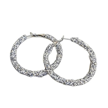 Hoop Earrings for Women, Hypoallergenic Stainless Steel Lightweight Thin Large Big Hoops Earrings Set for Women, Non Tarnish for Jewelry Gift 40MM - color: Diamond Earrings-49mm