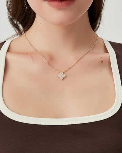 COBI Jewelry Set for Women, 18K Gold & Rhodium Plated CZ Necklace & Earrings, Clover Halo Infinity Solitaire Feather Designs, Dainty Crystal Pendant Sets, Trendy Fashion Gifts for Her - style: CZ Four Leaf Clover