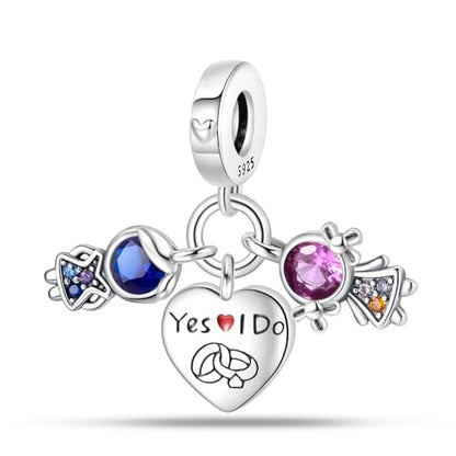 CYCUFF 925 Sterling Silver Charms Suitable for Bracelet Pendants Beads, Charm Necklaces Jewellery Gift for Women - color: Three Piece Charm Set