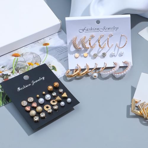 NEWITIN 69 Pieces Gold Jewelry Set for Women Fashion Costume Jewelry Gold Plated Necklace Bracelet Earrings Set for Women - color: Gold Jewelry Set B