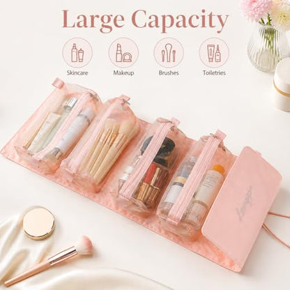 Hanging Detachable Makeup Organizer, Foldable Mesh Cosmetic Travel Bag | Hanging Design, Detachable Pouches, Foldable, Mesh Visibility, Multi Compartments, Travel Storage
