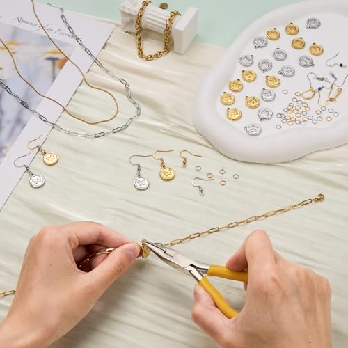 10pcs Gold Plated Stainless Steel Charms + 10pcs Steel Color Butterfly Charm Pendant Bulk with 40pcs Jump Rings - color: Butterfly Gold Silver