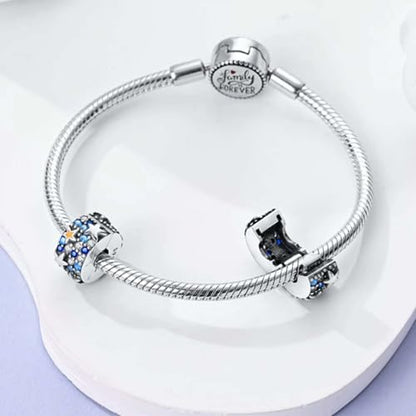 Heart Charm Clip Lock Spacer Stopper Charm Bead Bracelet 925 Sterling Silver Charms Safety Chain for Pandora Bracelets - color: Star