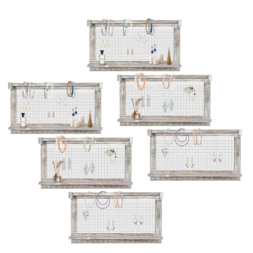 Jerry & Maggie Wall Mounted Jewelry Organizer, Wooden Necklace Holder Hanger with Hooks, Wall Jewelry Organizer Wall Mount for Necklace Display (6 Pack) - color: 6 Pack