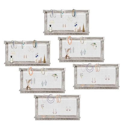 Jerry & Maggie Wall Mounted Jewelry Organizer, Wooden Necklace Holder Hanger with Hooks, Wall Jewelry Organizer Wall Mount for Necklace Display (6 Pack) - color: 6 Pack