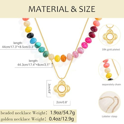 YUJIE Chunky Heart Pendant Necklace for Women- Exaggerated Statement Puff Heart Necklace with Acrylic Beaded Chain - color: B-Multi colour