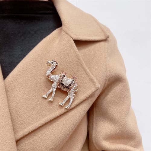 Cute Camel Rhinestones Brooches Lapel Pins for Women Men Teen Girls Funny Sparkly Crystal Cartoon Animal Pin Dress Suit Hat Bag Clothes Accessories Jewelry Party Christmas Holiday Gifts