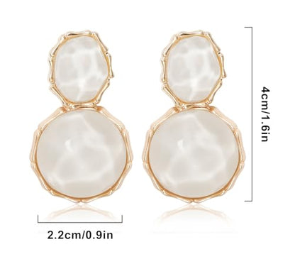 Resin Earrings for Women Acrylic Water Ripple Earring Boho Dangle Drop Earring - color: White