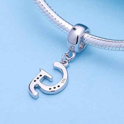 925 Sterling Silver Letter Charms Fits Pandora Bracelets, Gift for Women | A-Z Alphabet Initial Charm with CZ,Great gift for Christmas, Valentine's Day, Mother's Day. - color: G