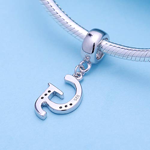 925 Sterling Silver Charms Alphabet Beads fit Pandora Charm Bracelets A-Z Letter Initial Spacer Dangle Clear CZ Stone Authentic for Snake Chain Bracelets - color: G