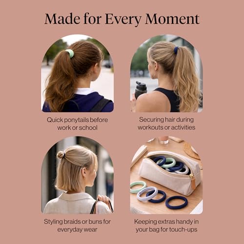 Kitsch Seamless Hair Ties No Damage - Garden Bouquet, 8pcs | Stretchable Hair Bands, Strong All-Day Hold Hair, Rubber Bands For Hair, Ponytail Holders | Hair Accessories for Everyday Use - color: Garden Bouquet (Pack of 8)