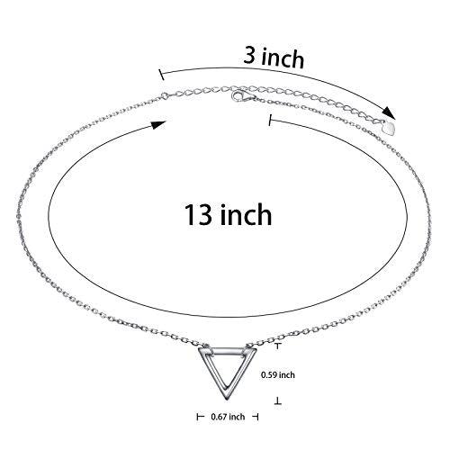 Ladytree S925 Sterling Silver Dainty Simple Choker Necklace,Rolo Chain,Adjustable 13 inches to 16 inches - style: 07_Triangle Choker