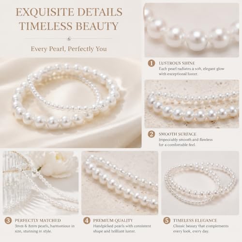 Pearl Bracelets for Women Dainty Baroque Pearl Bracelet White Bridesmaid Bridal Bracelet Wedding Jewelry Gifts for Mother Daughter Matching Outfits - color: A1:pearl bracelet